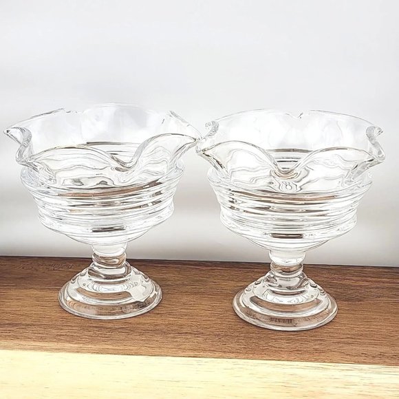 2) Partylite Sundae Pillar Candle Holder P7626 heavy crystal glass - Picture 2 of 16